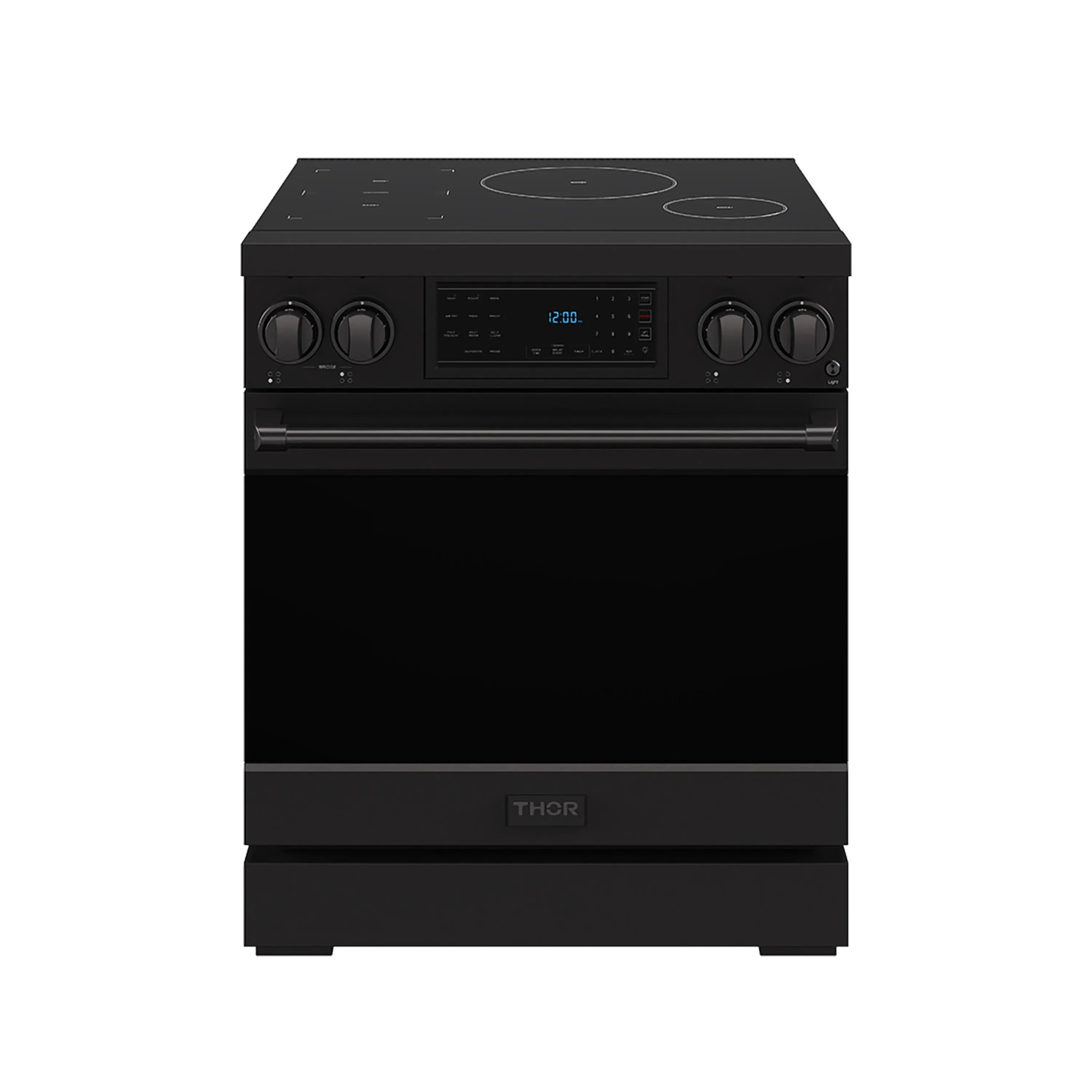Black Thor induction range with four burners and front control panel