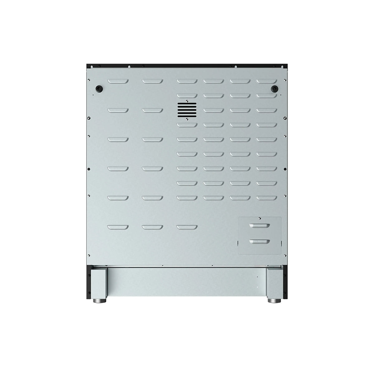 Dishwasher interior base with metal ridges and four leveling feet