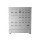 Stainless steel range side panel with vent openings and mounting feet