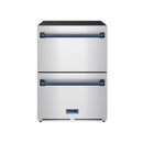 Gordon Ramsay by Thor Kitchen 24-Inch Undercounter Built-In / Freestanding Drawer Freezer in Stainless Steel with Blue Trim (RZ24U-BLU)