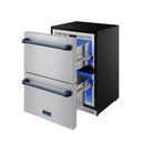 Gordon Ramsay by Thor Kitchen 24-Inch Undercounter Built-In / Freestanding Drawer Freezer in Stainless Steel with Blue Trim (RZ24U-BLU)