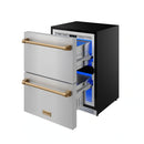 Gordon Ramsay by Thor Kitchen 24-Inch Undercounter Built-In / Freestanding Drawer Freezer in Stainless Steel with Bronze Trim (RZ24U-BRZ)