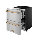 Gordon Ramsay by Thor Kitchen 24-Inch Undercounter Built-In / Freestanding Drawer Freezer in Stainless Steel with Bronze Trim (RZ24U-BRZ)