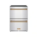 Gordon Ramsay by Thor Kitchen 24-Inch Undercounter Built-In / Freestanding Drawer Freezer in Stainless Steel with Bronze Trim (RZ24U-BRZ)