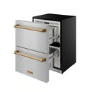 Gordon Ramsay by Thor Kitchen 24-Inch Undercounter Built-In / Freestanding Drawer Freezer in Stainless Steel with Bronze Trim (RZ24U-BRZ)