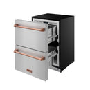 Gordon Ramsay by Thor Kitchen 24-Inch Undercounter Built-In / Freestanding Drawer Freezer in Stainless Steel with Rose Gold Trim (RZ24U-RSG)