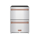 Gordon Ramsay by Thor Kitchen 24-Inch Undercounter Built-In / Freestanding Drawer Freezer in Stainless Steel with Rose Gold Trim (RZ24U-RSG)