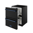Gordon Ramsay by Thor Kitchen 24-Inch Undercounter Built-In / Freestanding Drawer Freezer in Black with Blue Trim (RZ24UB-BLU)