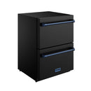 Gordon Ramsay by Thor Kitchen 24-Inch Undercounter Built-In / Freestanding Drawer Freezer in Black with Blue Trim (RZ24UB-BLU)