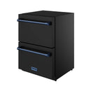 Gordon Ramsay by Thor Kitchen 24-Inch Undercounter Built-In / Freestanding Drawer Freezer in Black with Blue Trim (RZ24UB-BLU)