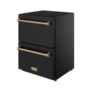 Gordon Ramsay by Thor Kitchen 24-Inch Undercounter Built-In / Freestanding Drawer Freezer in Black with Bronze Trim (RZ24UB-BRZ)