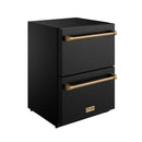 Gordon Ramsay by Thor Kitchen 24-Inch Undercounter Built-In / Freestanding Drawer Freezer in Black with Bronze Trim (RZ24UB-BRZ)