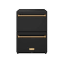 Gordon Ramsay by Thor Kitchen 24-Inch Undercounter Built-In / Freestanding Drawer Freezer in Black with Bronze Trim (RZ24UB-BRZ)