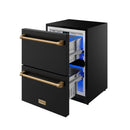 Gordon Ramsay by Thor Kitchen 24-Inch Undercounter Built-In / Freestanding Drawer Freezer in Black with Bronze Trim (RZ24UB-BRZ)