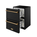 Gordon Ramsay by Thor Kitchen 24-Inch Undercounter Built-In / Freestanding Drawer Freezer in Black with Bronze Trim (RZ24UB-BRZ)