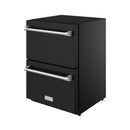 Gordon Ramsay by Thor Kitchen 24-Inch Undercounter Built-In / Freestanding Drawer Freezer in Black with Stainless Trim (RZ24UB-SS)-