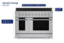 Hauslane HausPro Series 48-Inch Gas or Dual Fuel Range with 8 Burners and Convection Oven in Stainless Steel