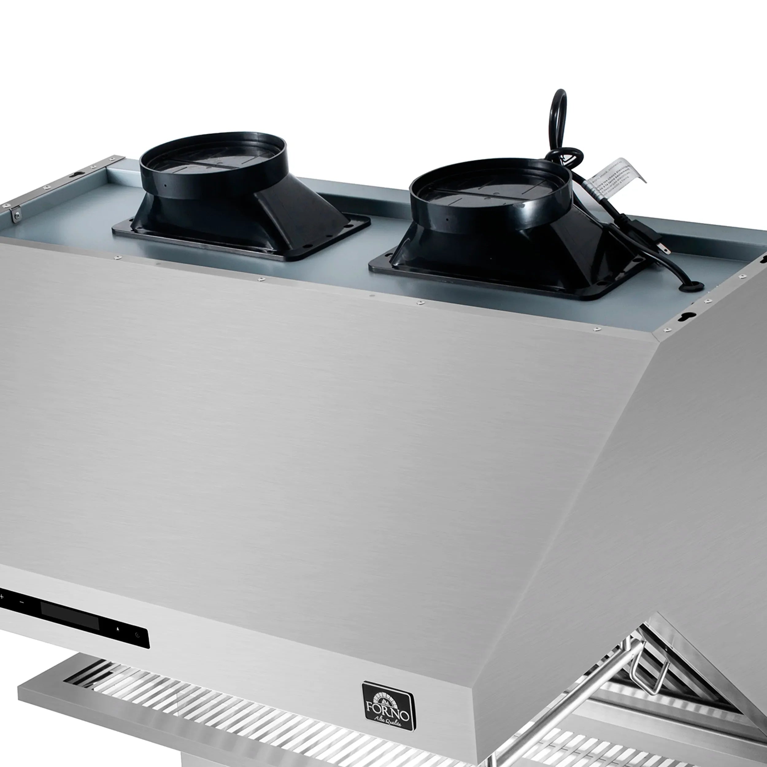 Forno 3-Piece Appliance Package - 36-Inch Dual Fuel Range, Refrigerator, & Wall Mount Hood with Backsplash in Stainless Steel
