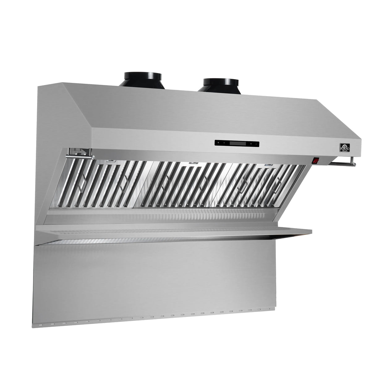 Stainless steel wall mount range hood with vent grille and front panel