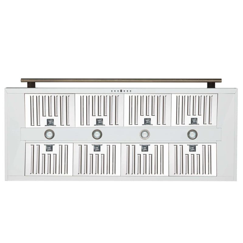 Forno Aria 60-Inch Wall Mount Range Hood in White with Brass Handle (FRHWM5095-60WHT)