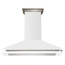 Forno Aria 60-Inch Wall Mount Range Hood in White with Antique Brass Handle (FRHWM5095-60WHT)