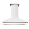Forno Aria 60-Inch Wall Mount Range Hood in White with Brass Handle (FRHWM5095-60WHT)