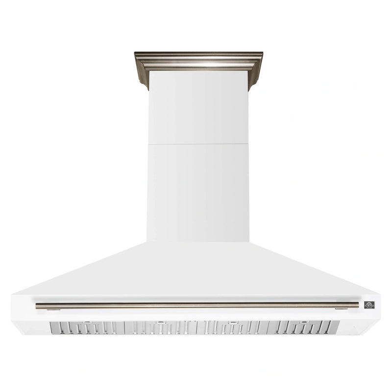 Forno Aria 60-Inch Wall Mount Range Hood in White with Brass Handle (FRHWM5095-60WHT)