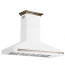 Forno Aria 60-Inch Wall Mount Range Hood in White with Antique Brass Handle (FRHWM5095-60WHT)