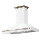 Forno Aria 60-Inch Wall Mount Range Hood in White with Antique Brass Handle (FRHWM5095-60WHT)