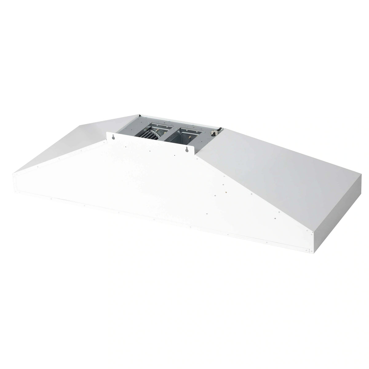 Range hood interior baffle tray with open access panel