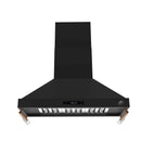 Forno Venezia 48-Inch Wall Mounted Range Hood with Touch Controls and Baffle Filters in Black with Antique Brass Handle (FRHWM5503-48BLK)