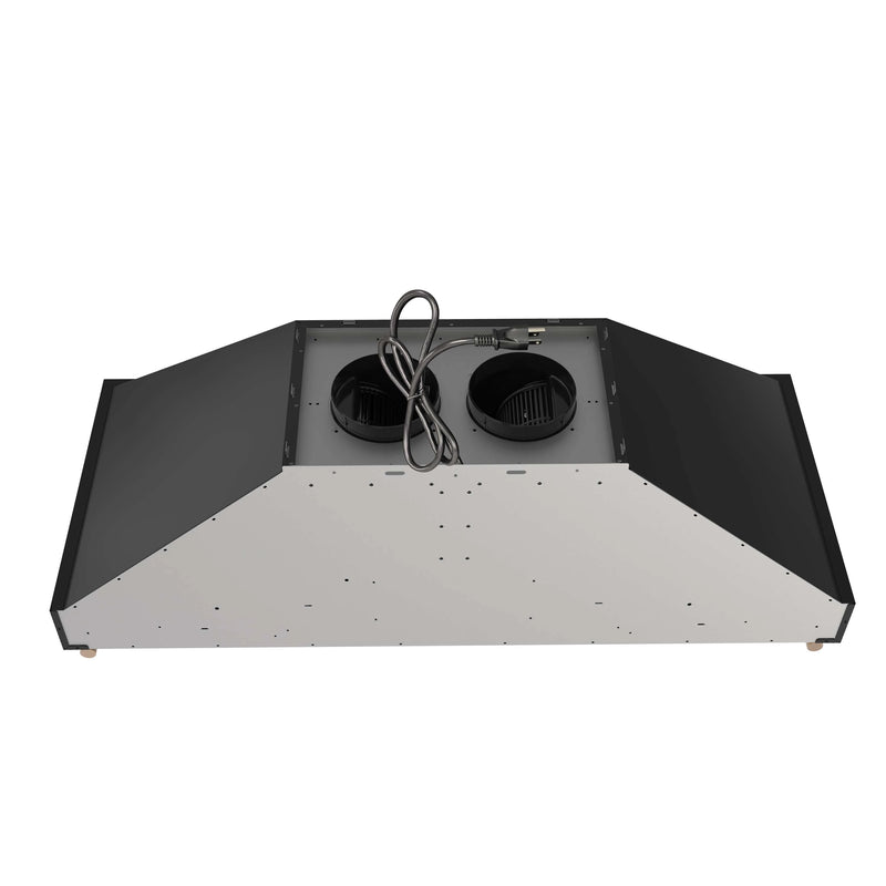 Forno Venezia 48-Inch Wall Mounted Range Hood with Touch Controls and Baffle Filters in Black with Antique Brass Handle (FRHWM5503-48BLK)