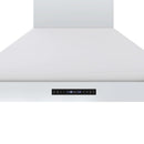 Forno Venezia 48-Inch Wall Mounted Range Hood with Touch Controls and Baffle Filters in White with Antique Brass Handle (FRHWM5503-48WHT)
