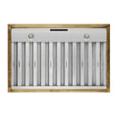 Forno Vittorio 36-Inch 600 CFM Wall Mount Range Hood in White with Antique Brass Trim (FRHWM5078-36WHT)