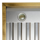 Forno Antico 5-Piece Appliance Package - 48-Inch Gas Range, 48-Inch Hood, 36-Inch Refrigerator, 24-Inch Dishwasher, & 30-Inch Microwave Oven in White with Antique Brass Trim