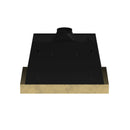 Forno Galiano 5-Piece Appliance Package - 36-Inch Gas Range, 36-Inch Hood, 36-Inch Refrigerator, 24-Inch Dishwasher, & 24-Inch Microwave Drawer in Black with Antique Brass Trim