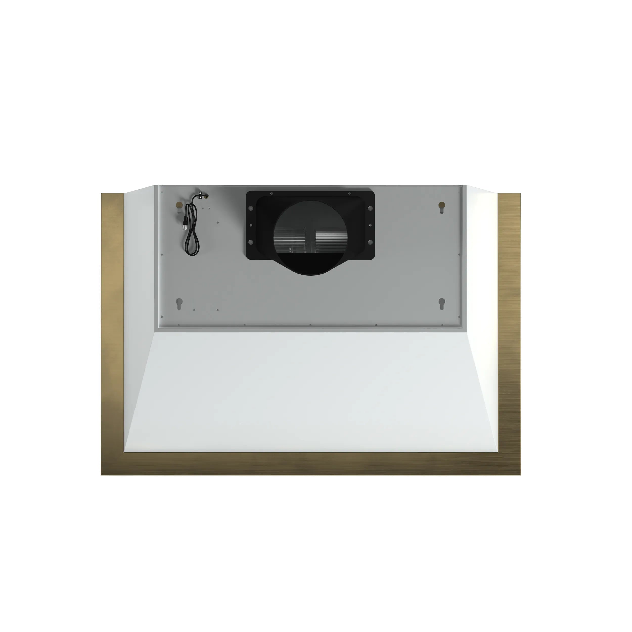 Microwave drawer in white cabinet with black control window and side handles