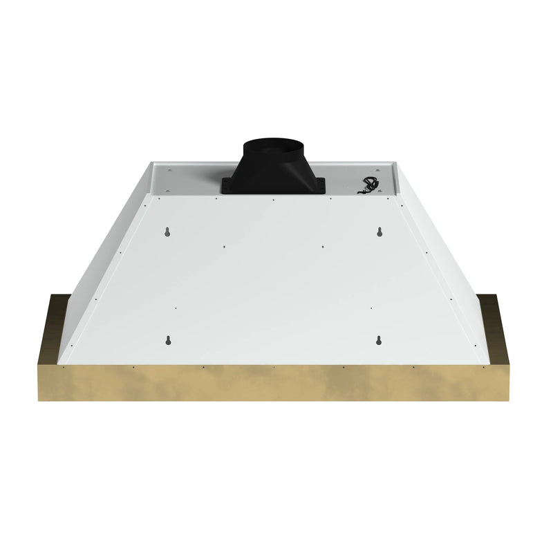 Forno Galiano 2-Piece Appliance Package - 48-Inch Gas Range & 48-Inch Wall Mount Range Hood in White with Antique Brass Trim