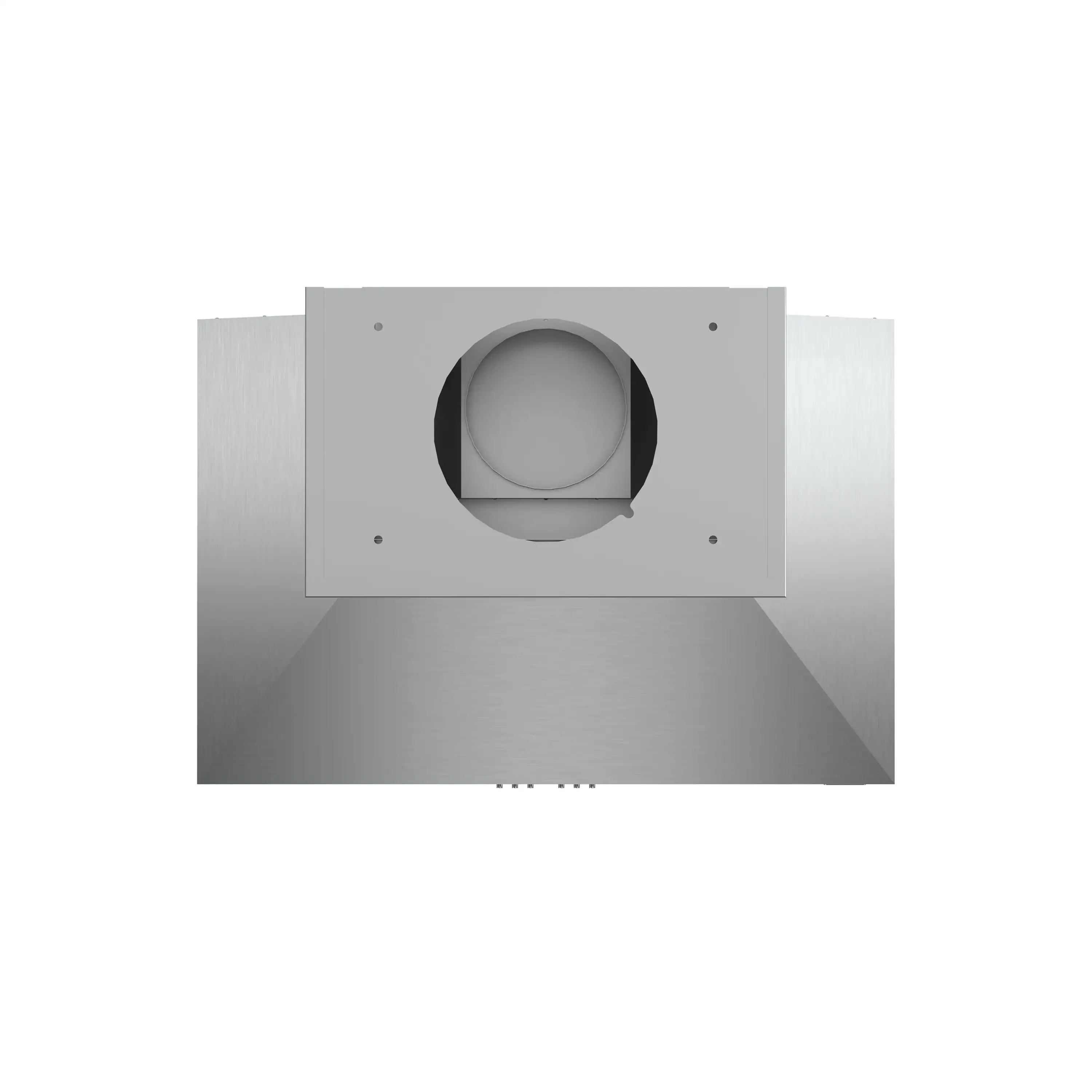 Stainless steel range hood vent opening and interior duct outlet