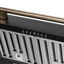 Forno 4-Piece Appliance Package - 30-Inch Espresso Gas Range , Wall Mount Range Hood, 36-Inch French Door Refrigerator, and Dishwasher in Black with Antique Brass Handle