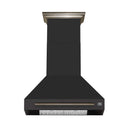 Forno Aria 30-Inch Wall Mount Range Hood in Black with Brass Handle (FRHWM5095-30BLK)