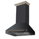 Forno Aria 30-Inch Wall Mount Range Hood in Black with Brass Handle (FRHWM5095-30BLK)
