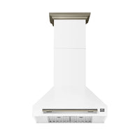 Forno Aria 30-Inch Wall Mount Range Hood in White with Brass Handle (FRHWM5095-30WHT)