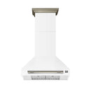 Forno 4-Piece Appliance Package - 30-Inch Electric Range, Wall Mount Range Hood, 36-Inch Refrigerator, and Dishwasher in White with Antique Brass Handle