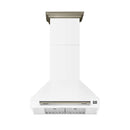 Forno Aria 30-Inch Wall Mount Range Hood in White with Brass Handle (FRHWM5095-30WHT)