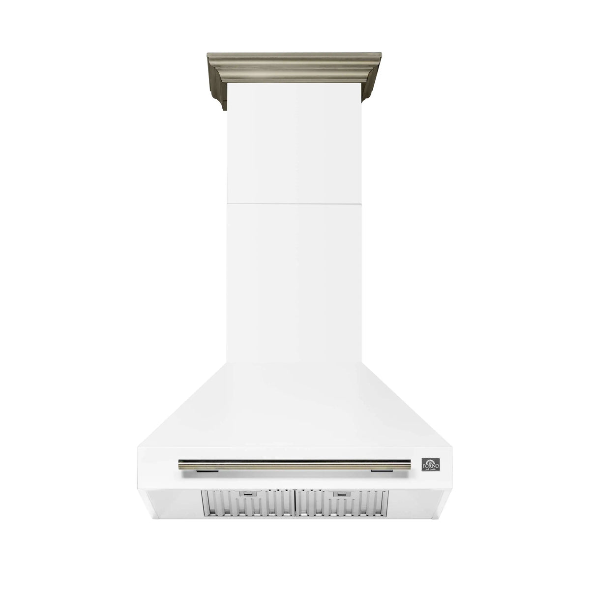 Forno Aria 30-Inch Wall Mount Range Hood in White with Antique Brass Trim (FRHWM5095-30WHT)