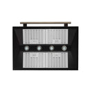 Forno 5-Piece Appliance Package - 36-Inch Dual Fuel Range, Wall Mount Range Hood, 60-Inch Refrigerator, Dishwasher, and 30-Inch Microwave Drawer in Black with Antique Brass Handle