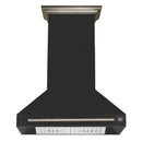Forno 4-Piece Appliance Package - 36-Inch Electric Range, Wall Mount Range Hood, 36-Inch Refrigerator, and Dishwasher in Black with Antique Brass Handle