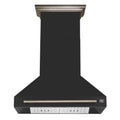 Forno Aria 36-Inch Wall Mount Range Hood in Black with Antique Brass Trim (FRHWM5095-36BLK)