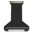 Forno Aria 36-Inch Wall Mount Range Hood in Black with Brass Handle (FRHWM5095-36BLK)
